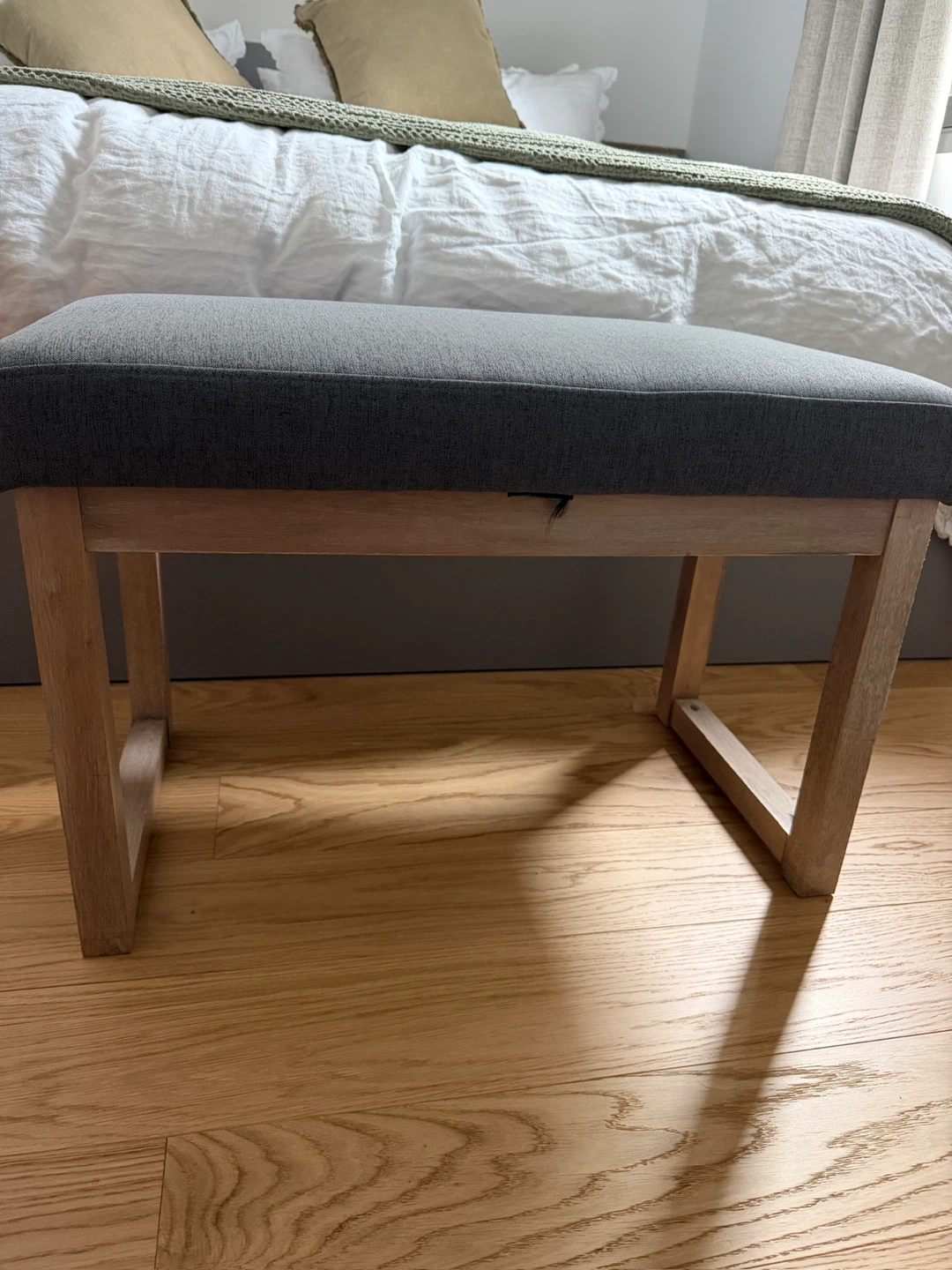 Gray Upholstered Bedroom Bench