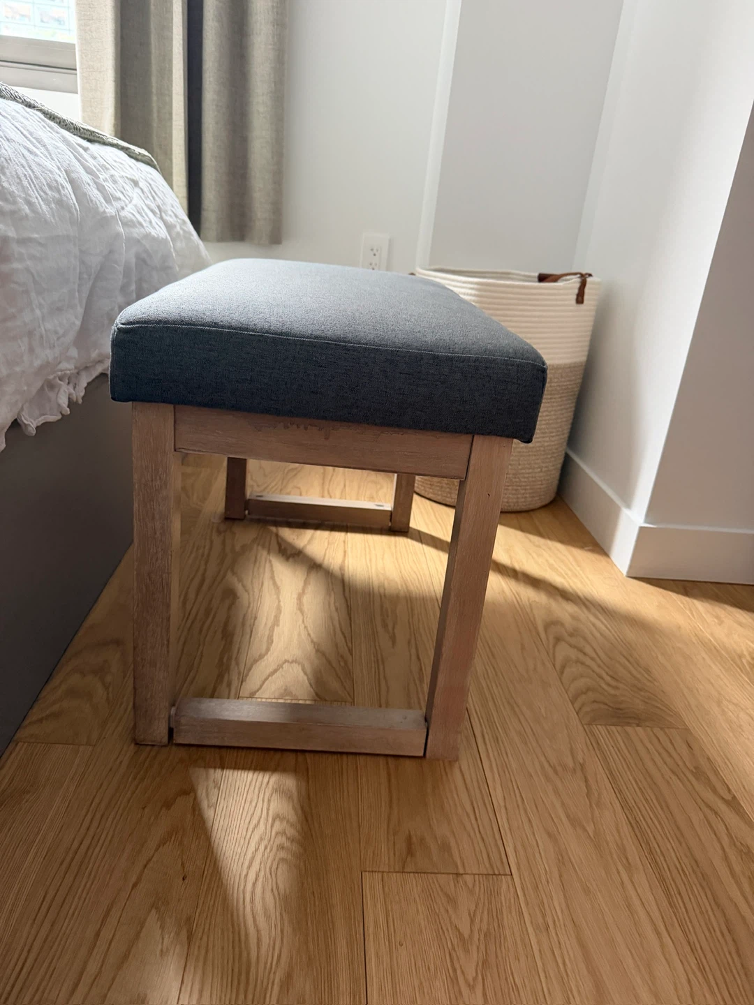Gray Upholstered Bedroom Bench - photo 2