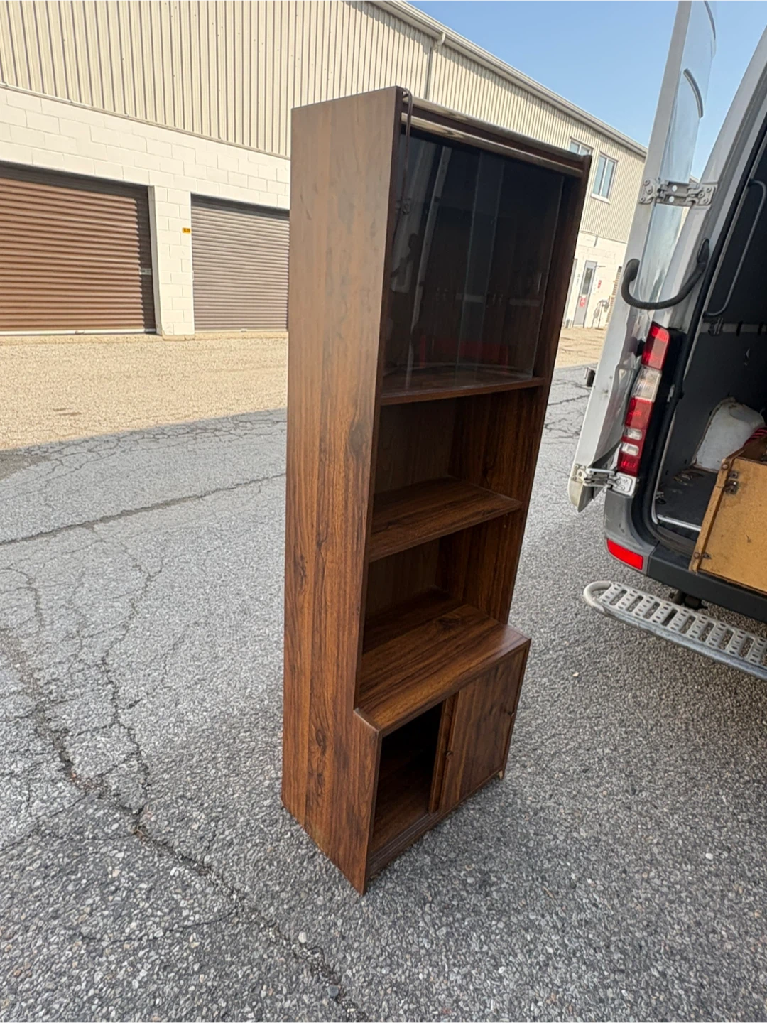 Free delivery used Vintage Dark Wood Shelving Unit - photo 2