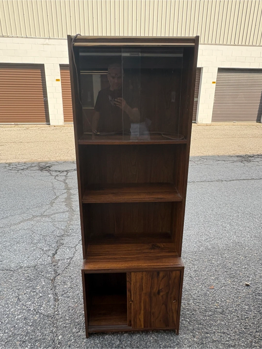 Free delivery used Vintage Dark Wood Shelving Unit - photo 3