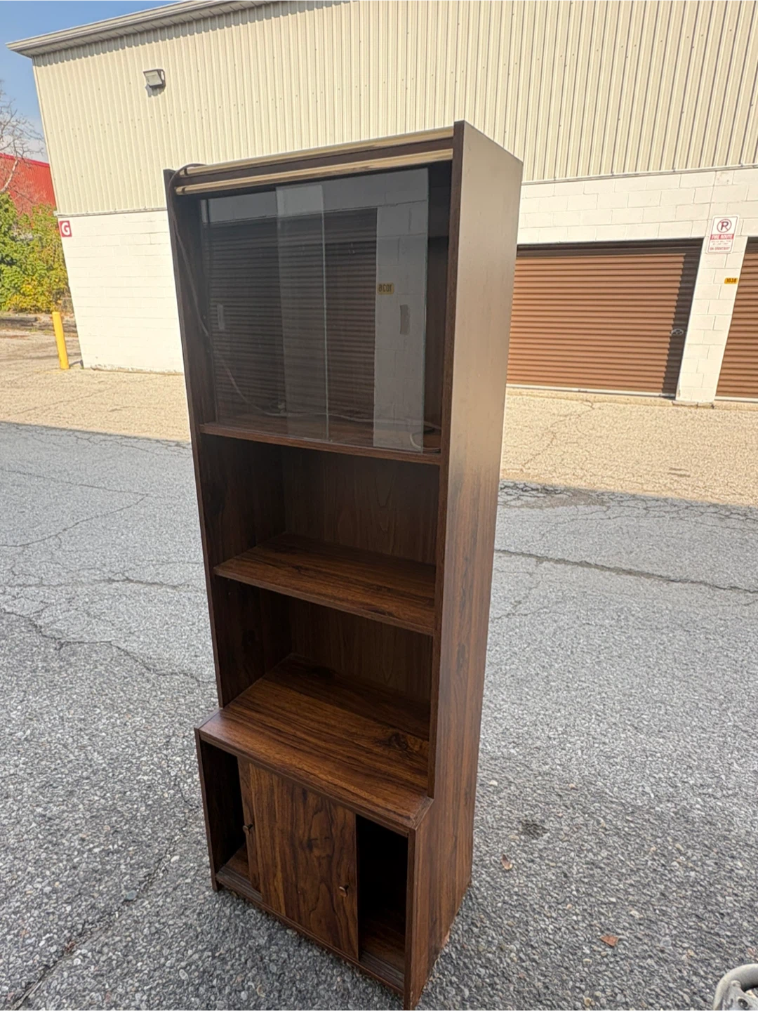 Free delivery used Vintage Dark Wood Shelving Unit - photo 4