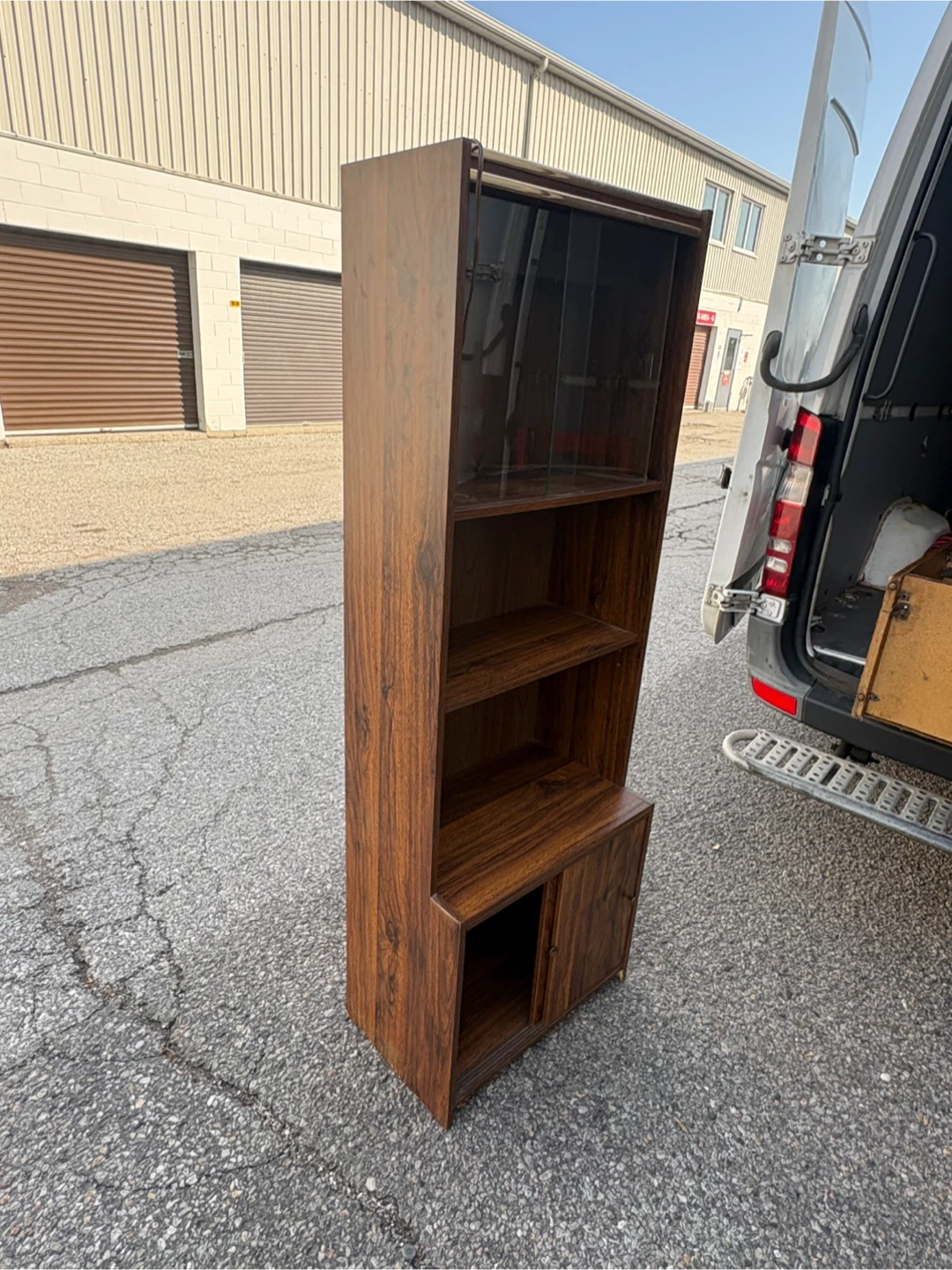 Free delivery used Vintage Dark Wood Shelving Unit - photo 5