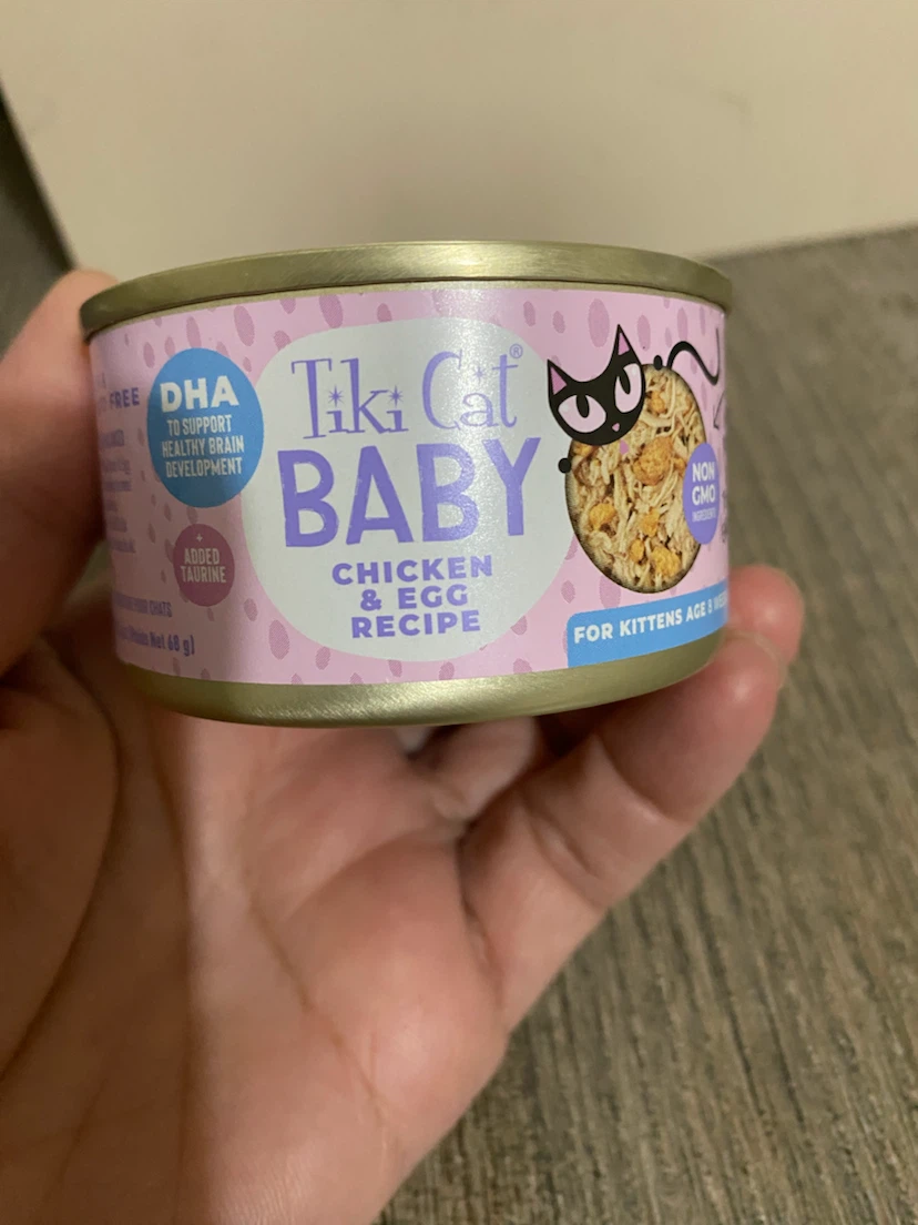 4 cans of Tiki Cat Baby Chicken & Egg Recipe
