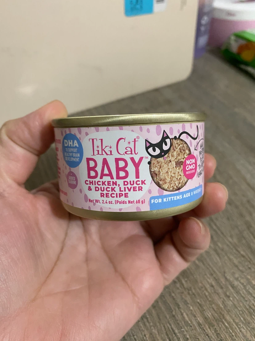 7cans of Tiki Cat Baby Chicken, Duck & Duck Liver Kitten Food