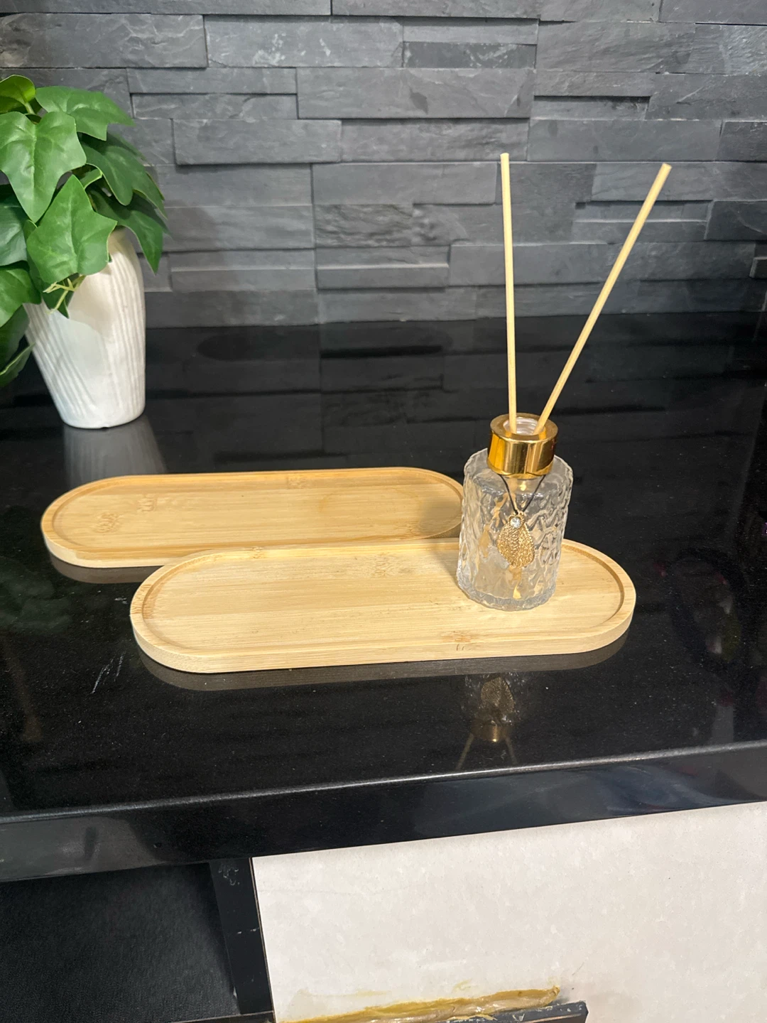 Two Oval Bamboo Trays