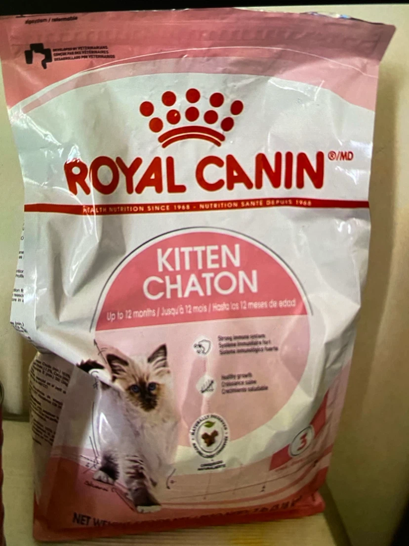 Opened bag of 2 kg Royal Canin Kitten Dry Cat Food