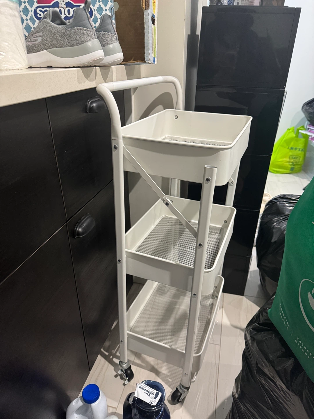 White 3-Tier Rolling Utility Cart