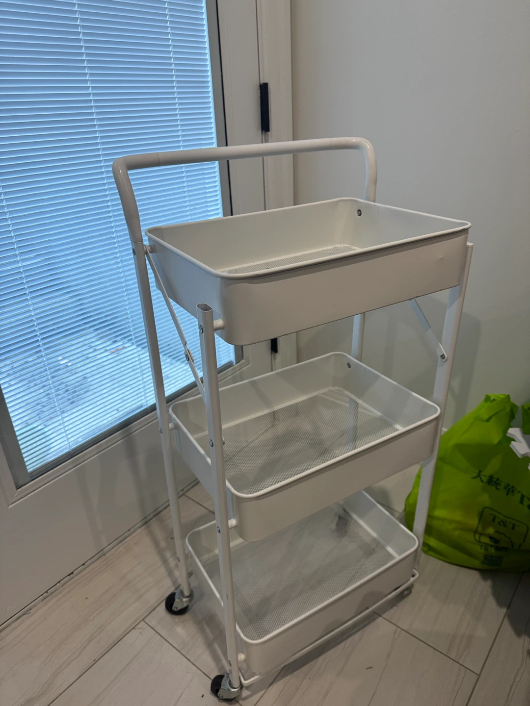 White 3-Tier Rolling Utility Cart - photo 3