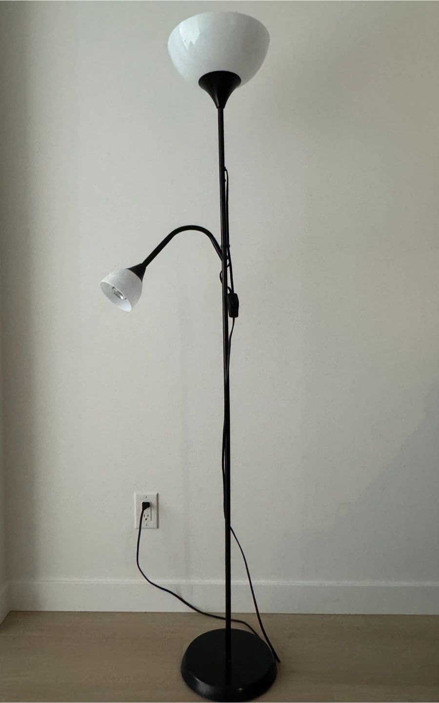 Black floor lamp with reading light