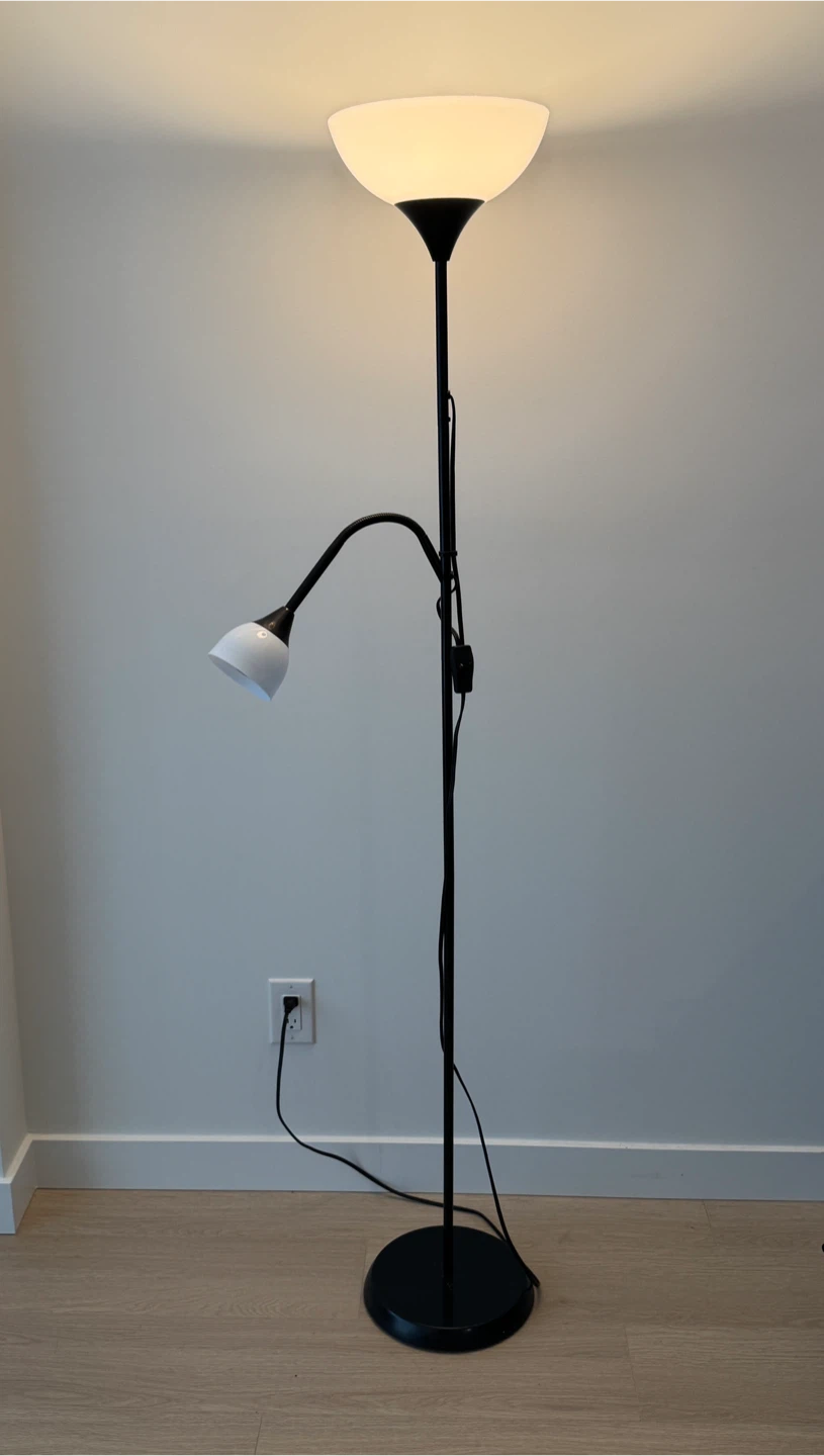 Black floor lamp with reading light - photo 2