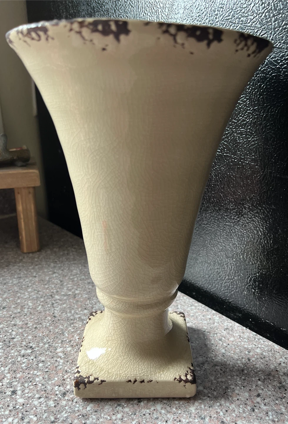 Cream and Brown Crackle Glaze Vase - photo 2