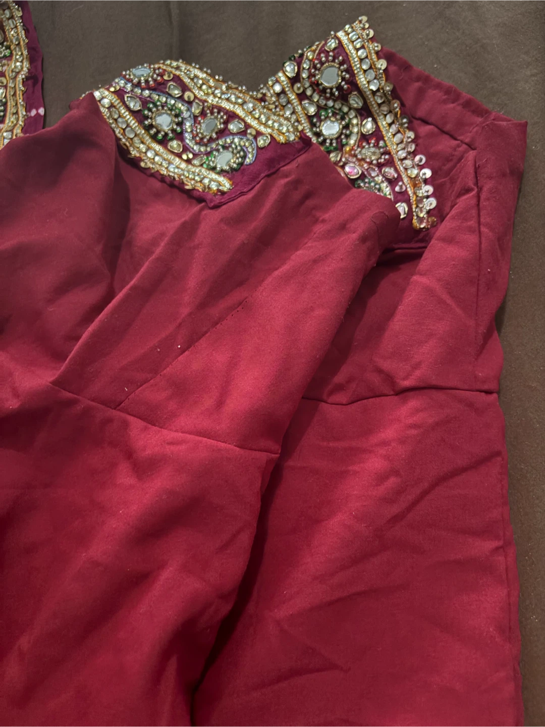 Maroon Bandhani Saree with Embellished Border