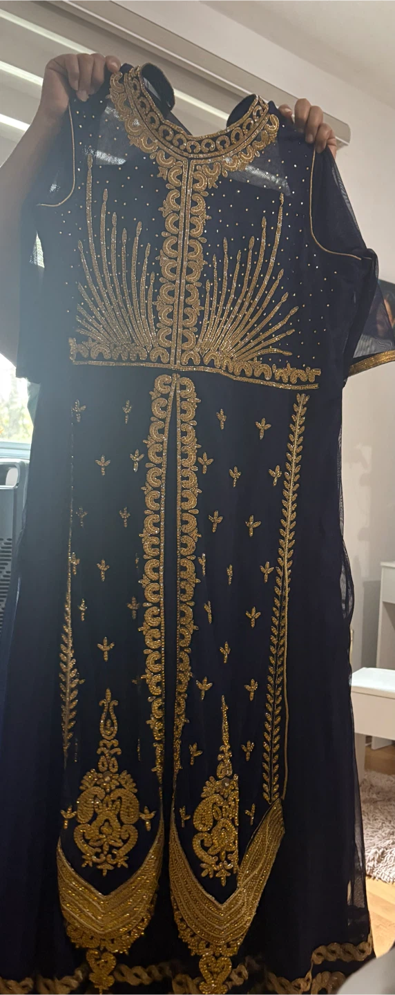 Navy blue embroidered traditional dress - photo 3