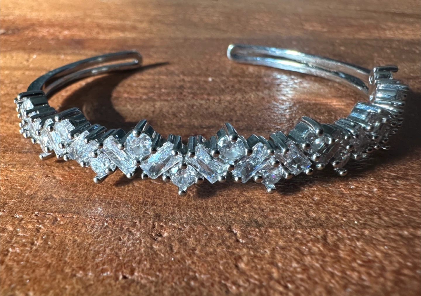 Silver-Tone Crystal Cuff Bracelet