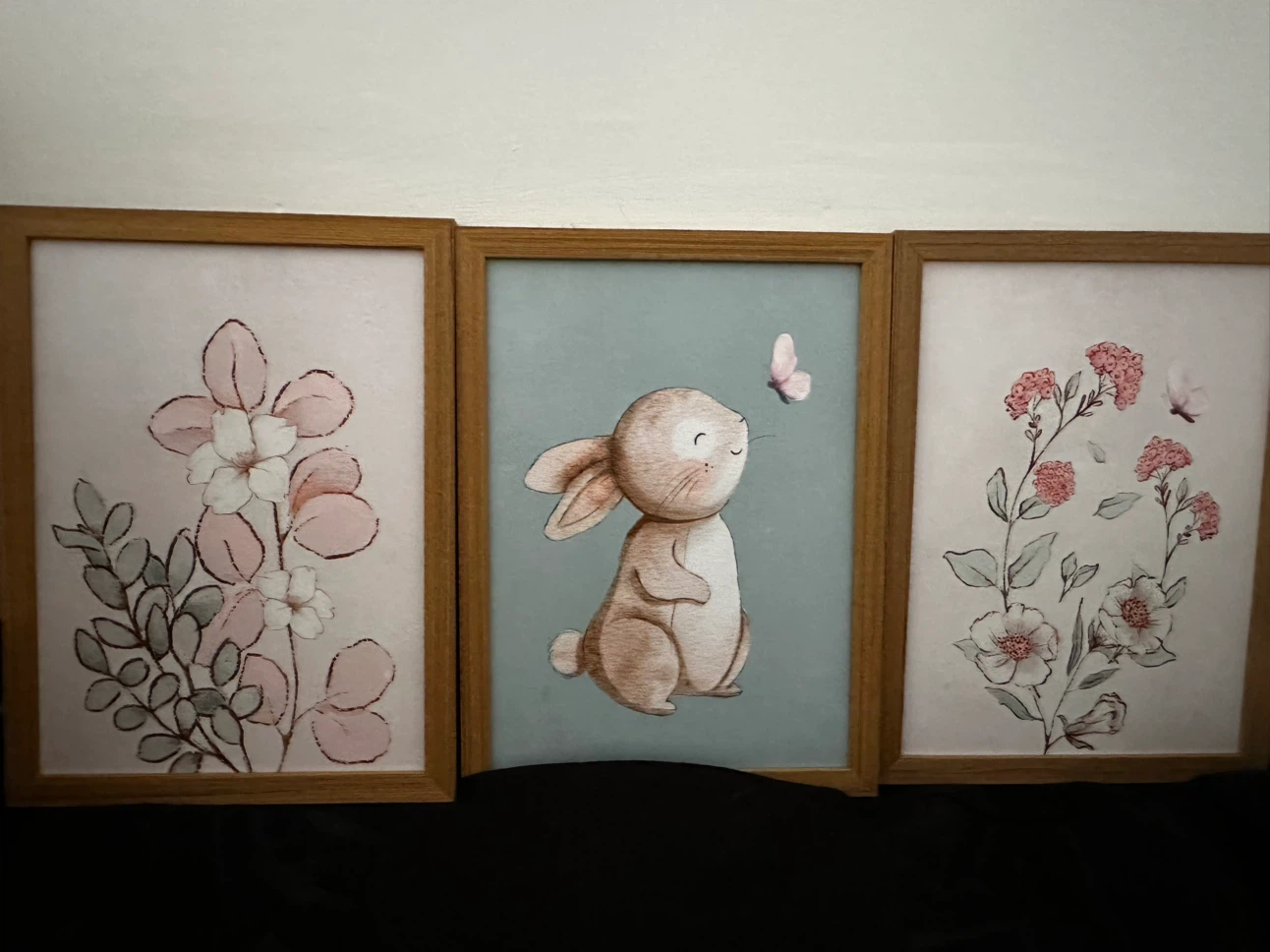 Set of 3 Woodland Bunny and Floral Wall Art - photo 2