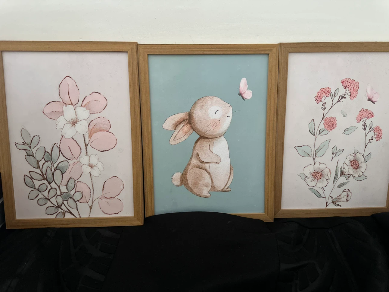 Set of 3 Woodland Bunny and Floral Wall Art - photo 4