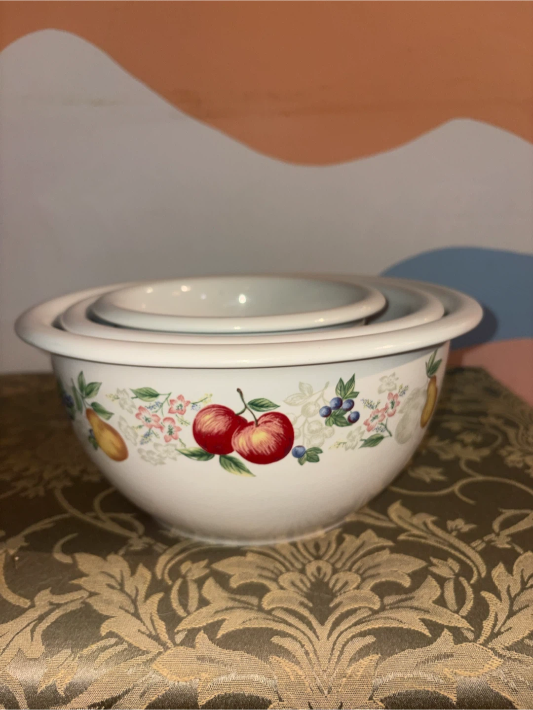 Set of 3 Corelle coordinates Fruit Pattern Mixing Bowls - photo 5
