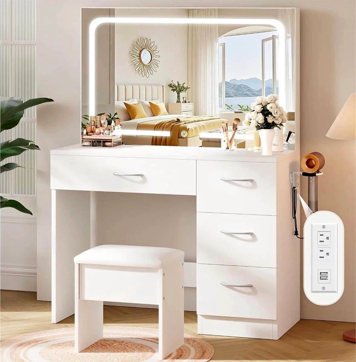 White makeup vanity