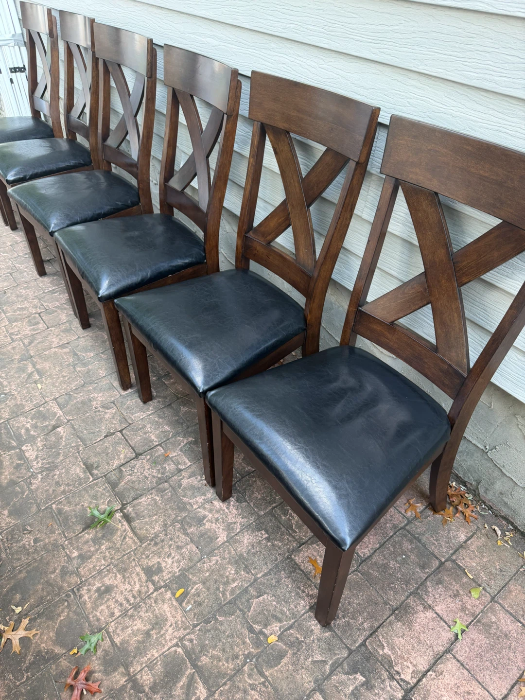 Set of 6 dark wood x-back dining chairs - photo 2