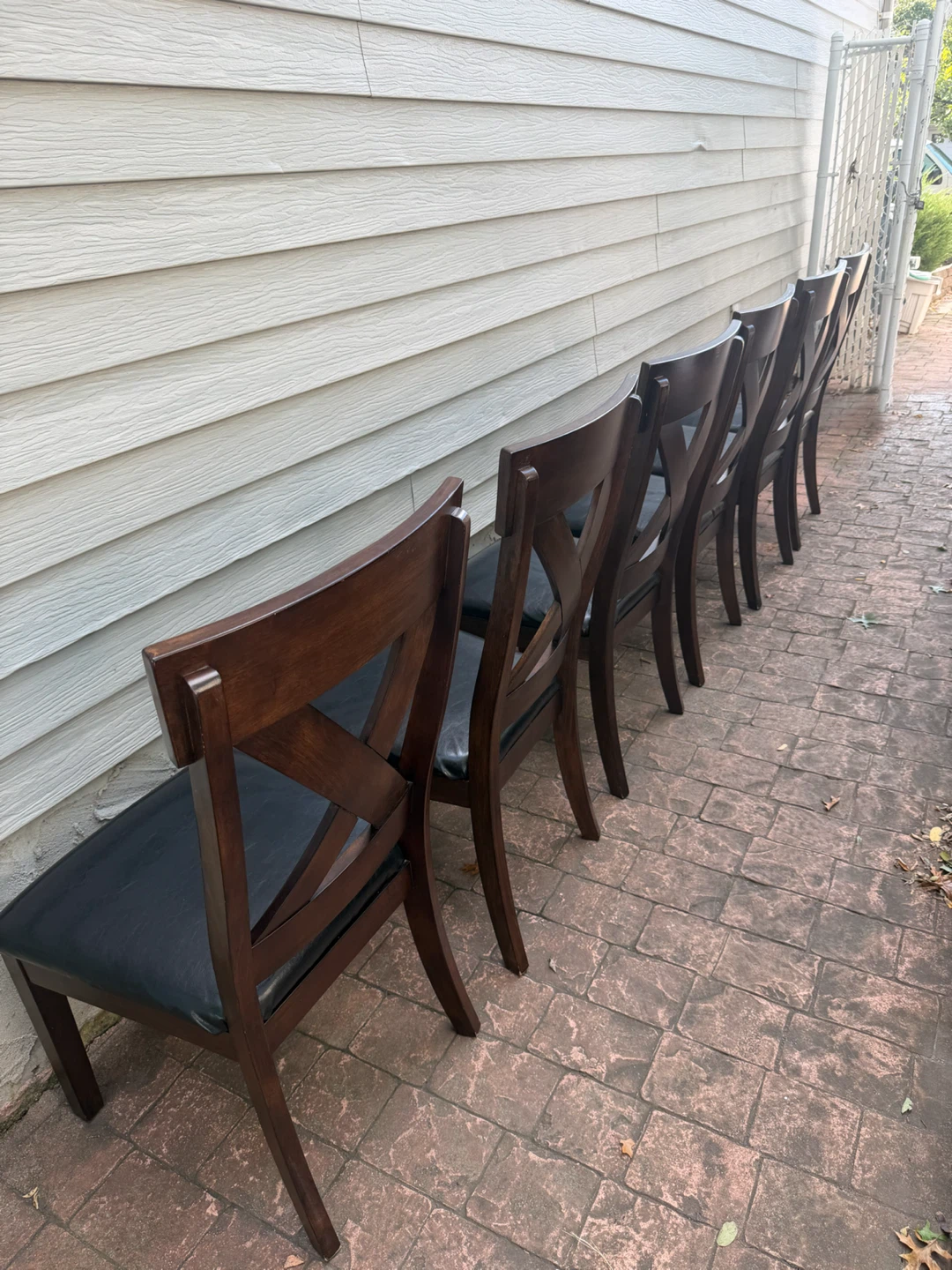 Set of 6 dark wood x-back dining chairs - photo 3