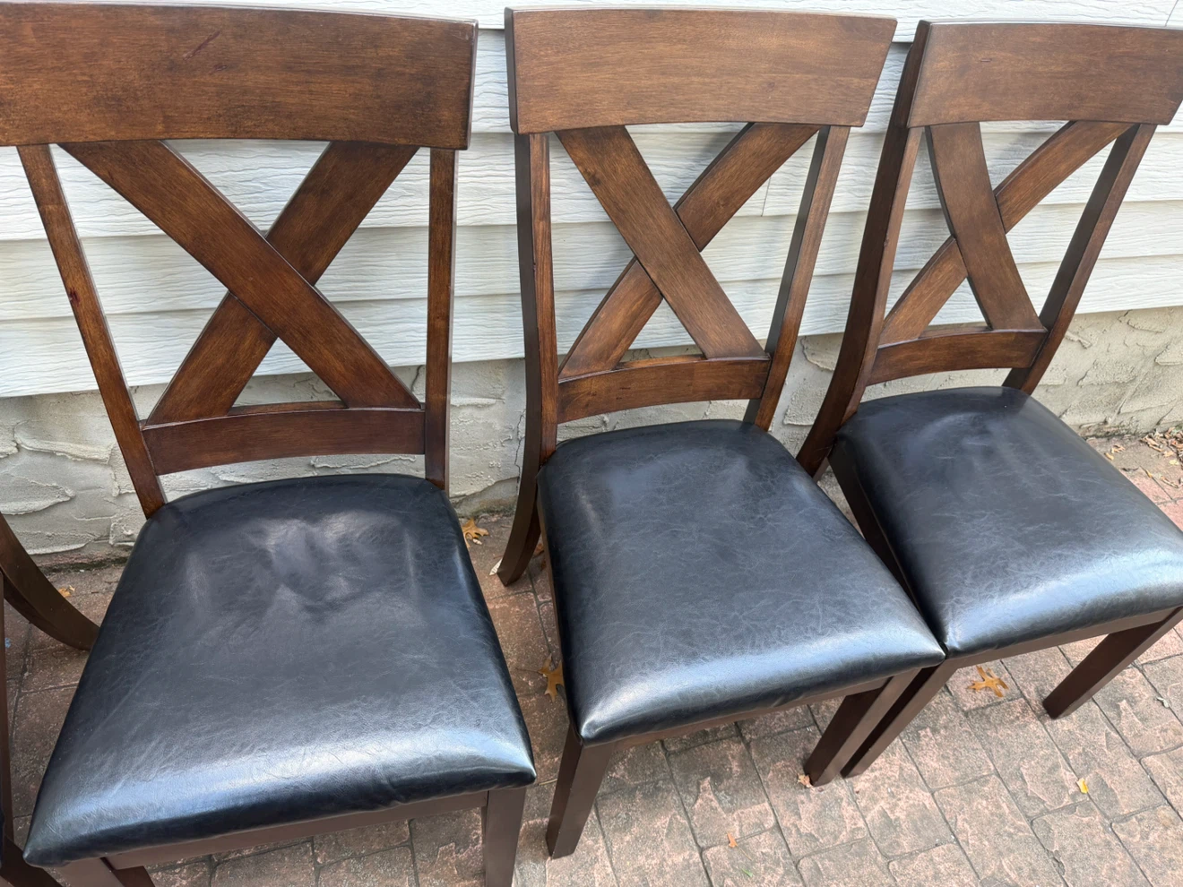 Set of 6 dark wood x-back dining chairs - photo 4