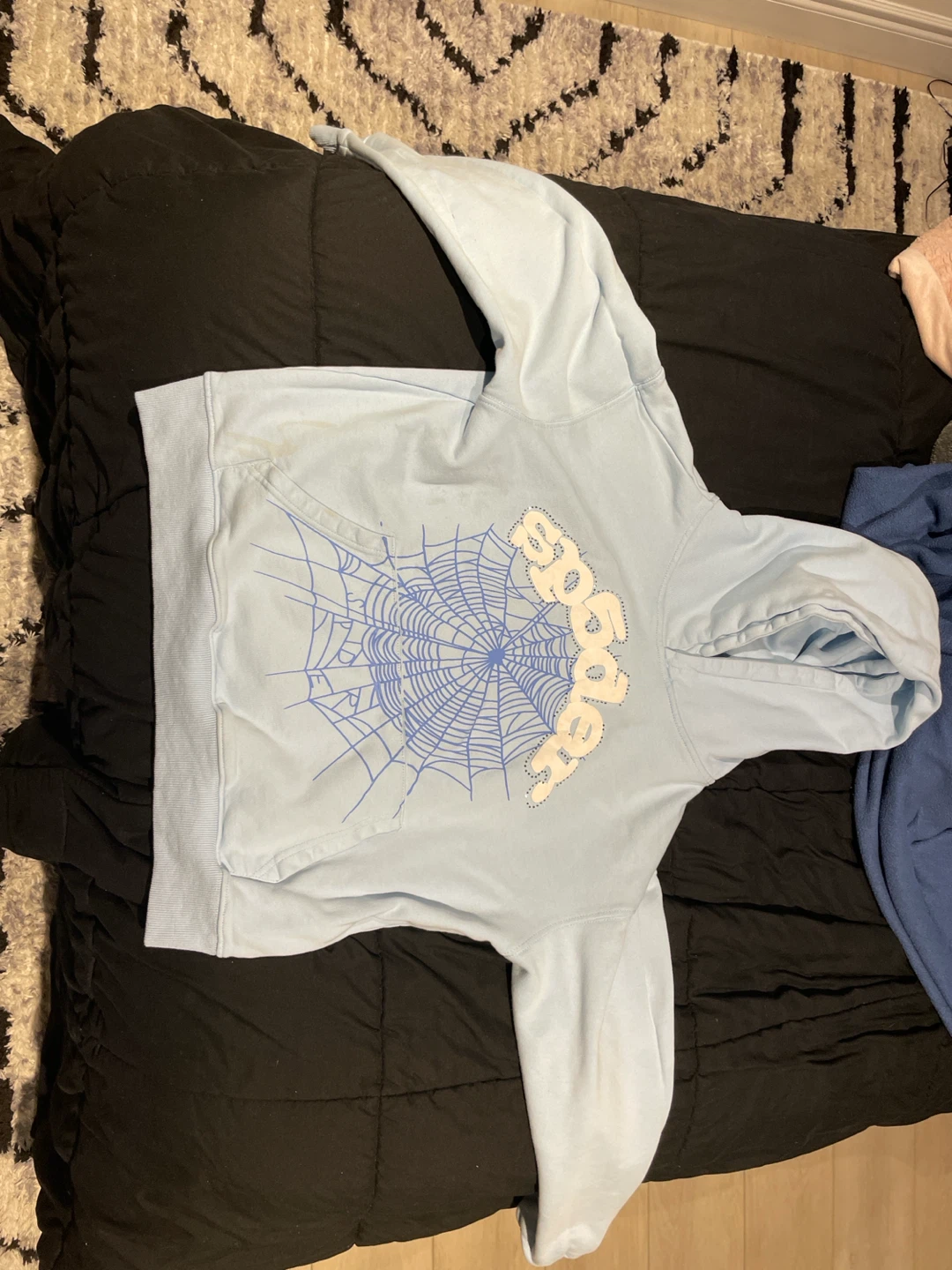 SP5DER Light Blue Spider Web Hoodie