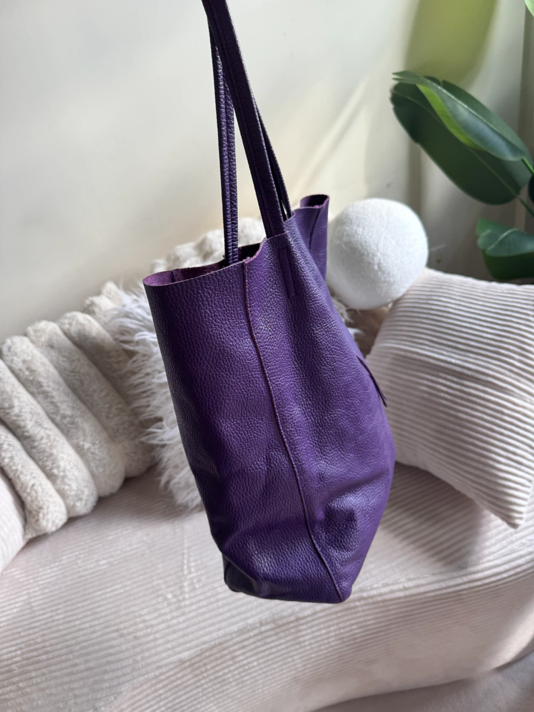 Purple Leather Tote Bag - photo 2