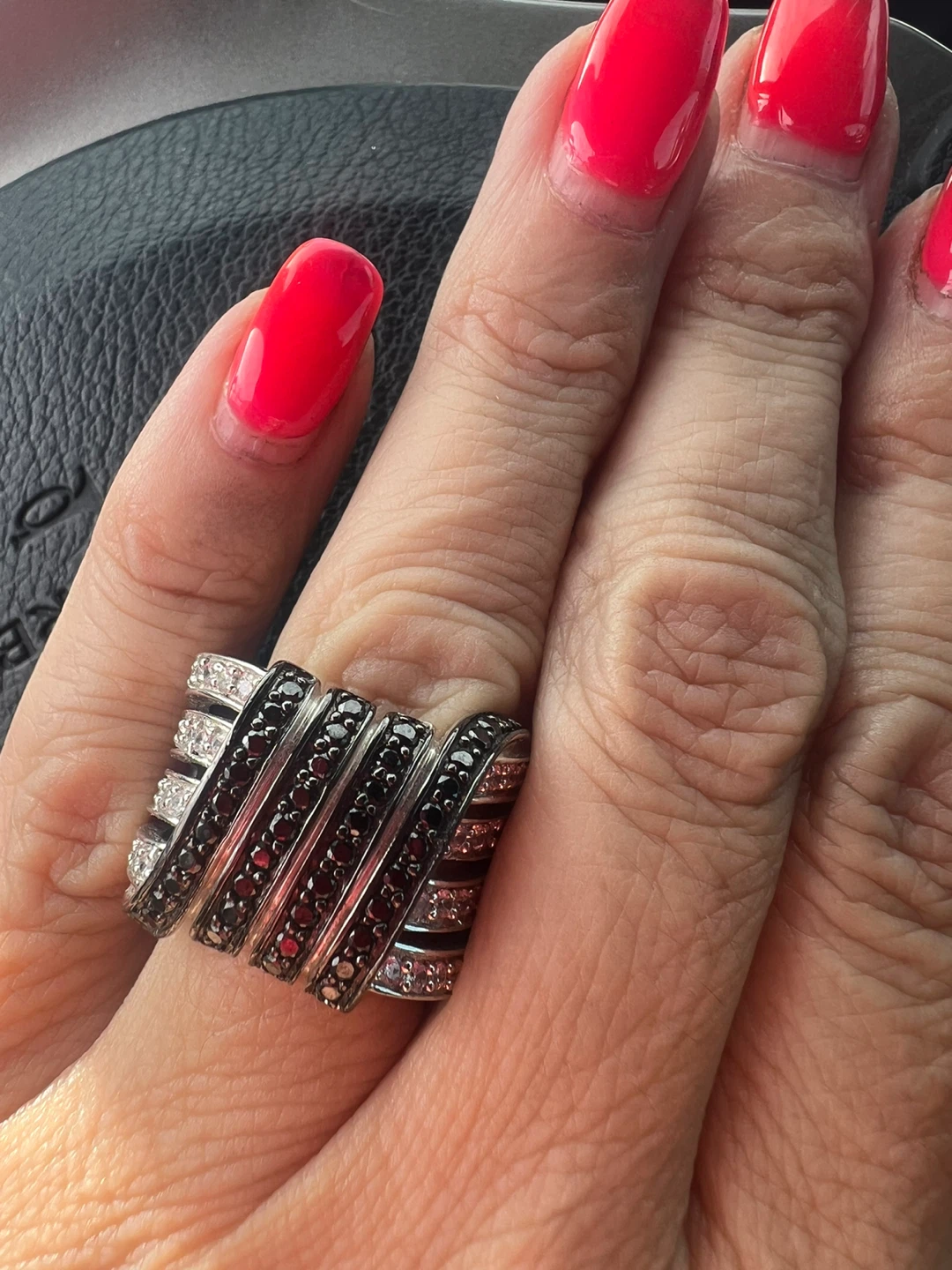 Sterling silver multi-row statement ring - photo 2