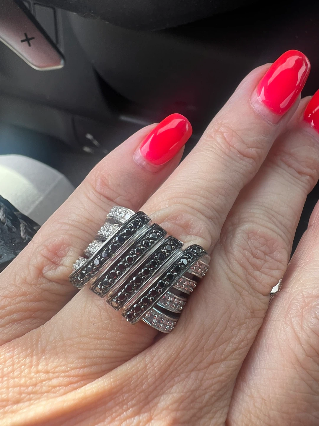 Sterling silver multi-row statement ring - photo 3