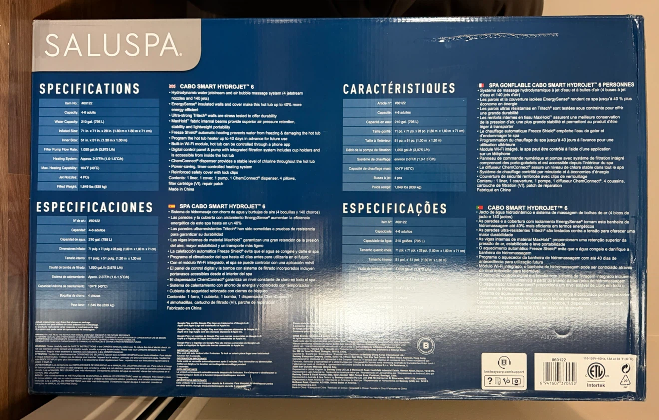 Saluspa Smart Cabo 6 Portable Inflatable Hot Tub - BNIB - photo 5