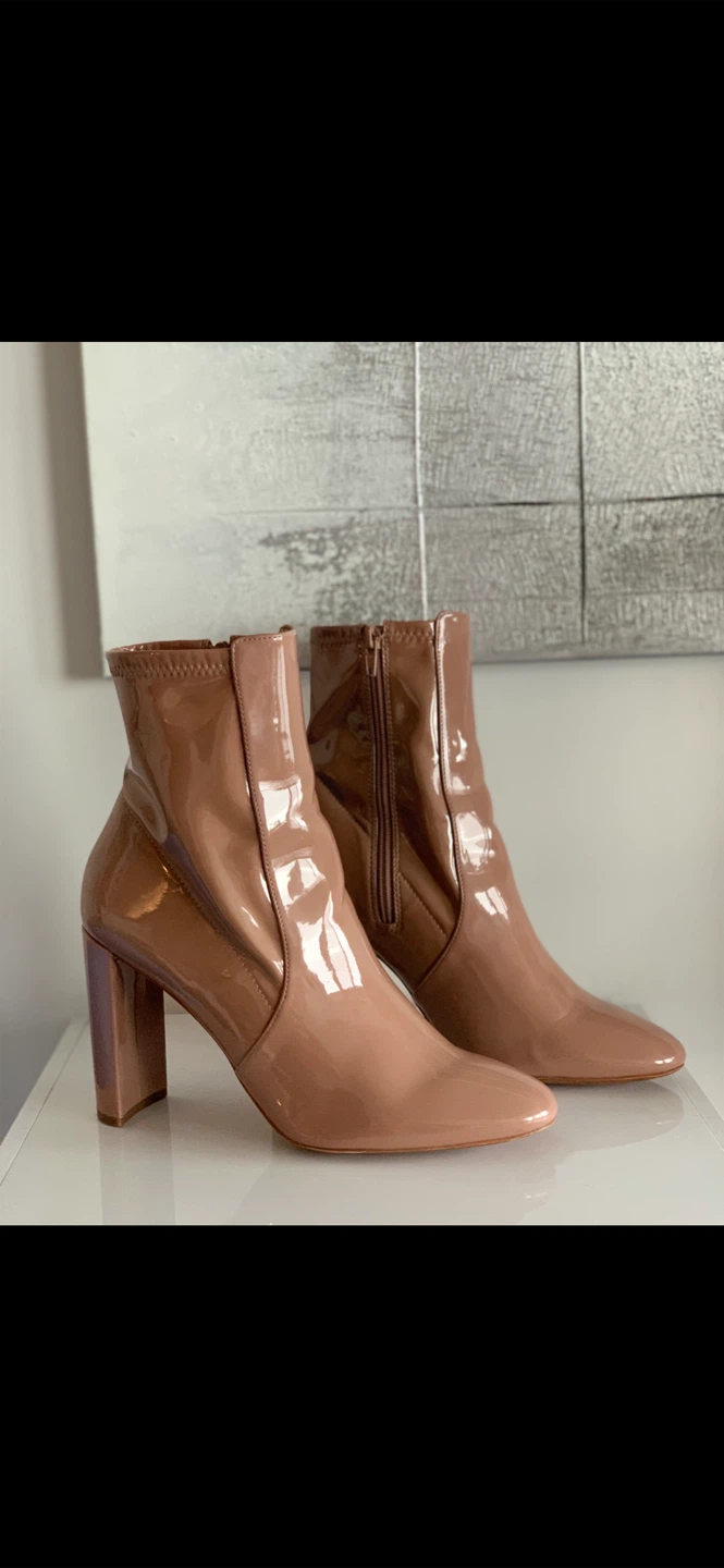 ALDO-Beige Patent Heeled Ankle Boots