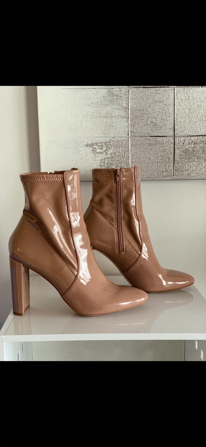 ALDO-Beige Patent Heeled Ankle Boots - photo 4