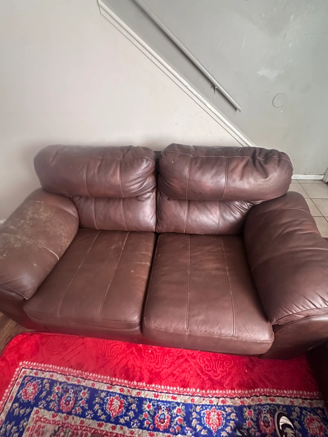 Dark Brown Faux Leather Sofa - photo 2