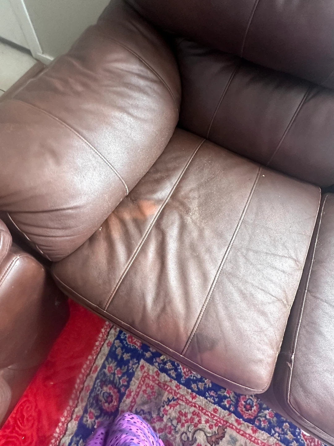 Dark Brown Faux Leather Sofa - photo 3