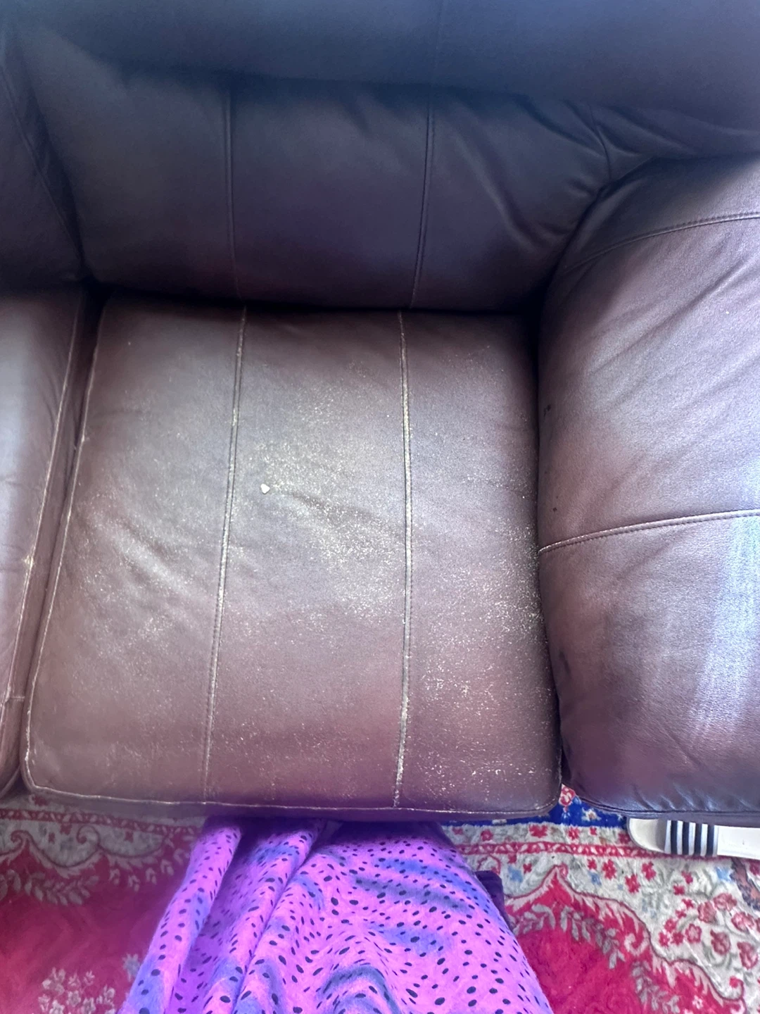 Dark Brown Faux Leather Sofa - photo 4