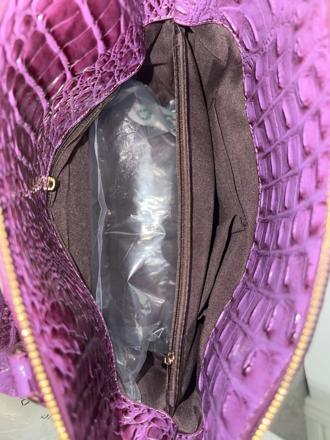 Beautiful Purple Crocodile Pattern Handbag Set. Big size - photo 3