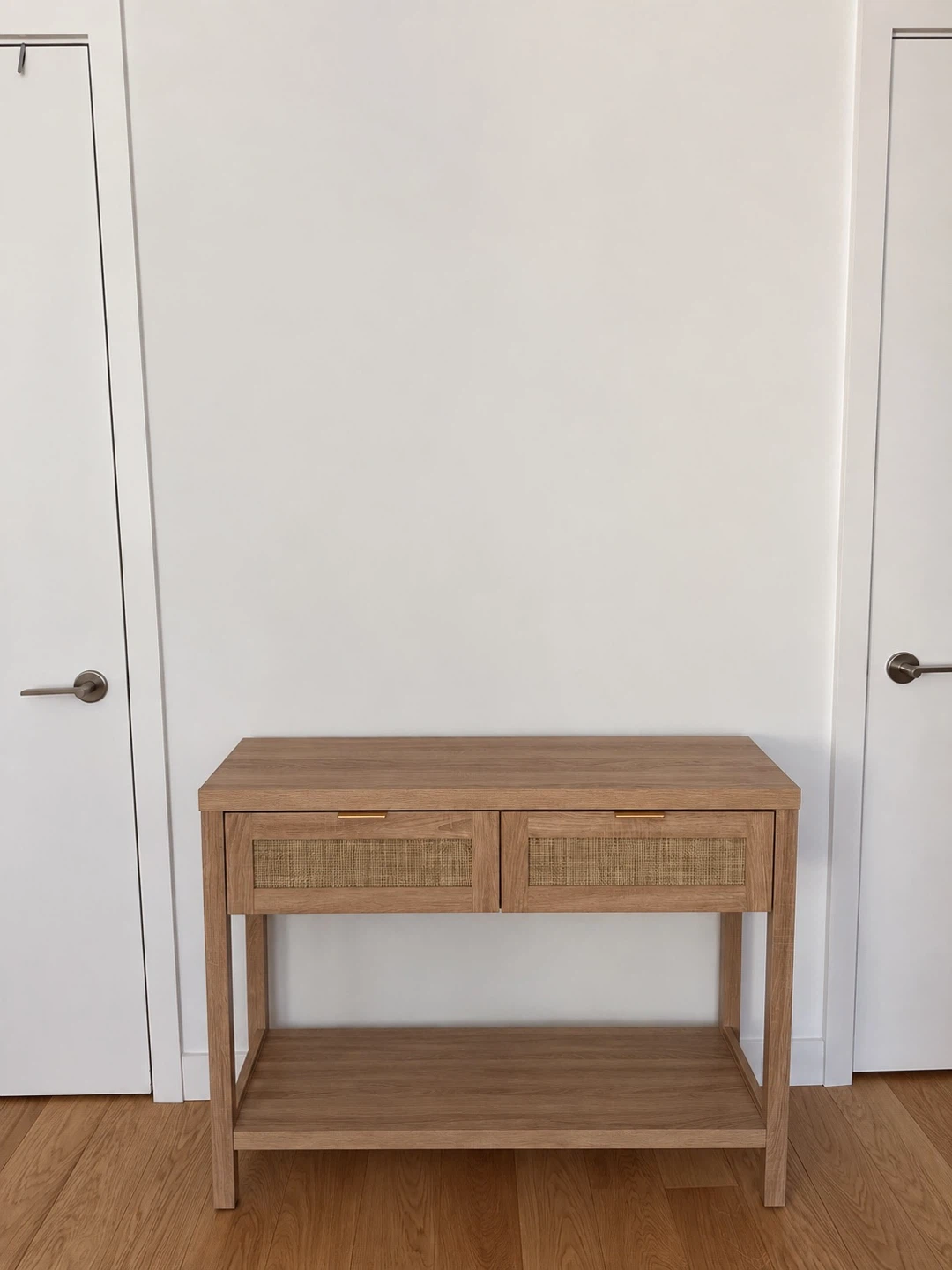 Wooden Console Table with Rattan Drawers