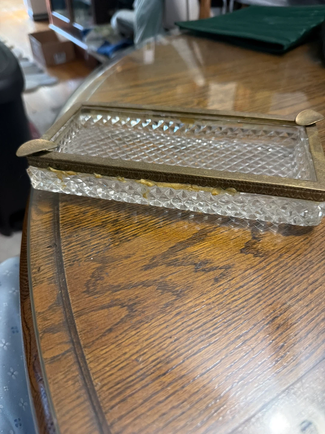 Vintage Crystal and Brass Ashtray - photo 2