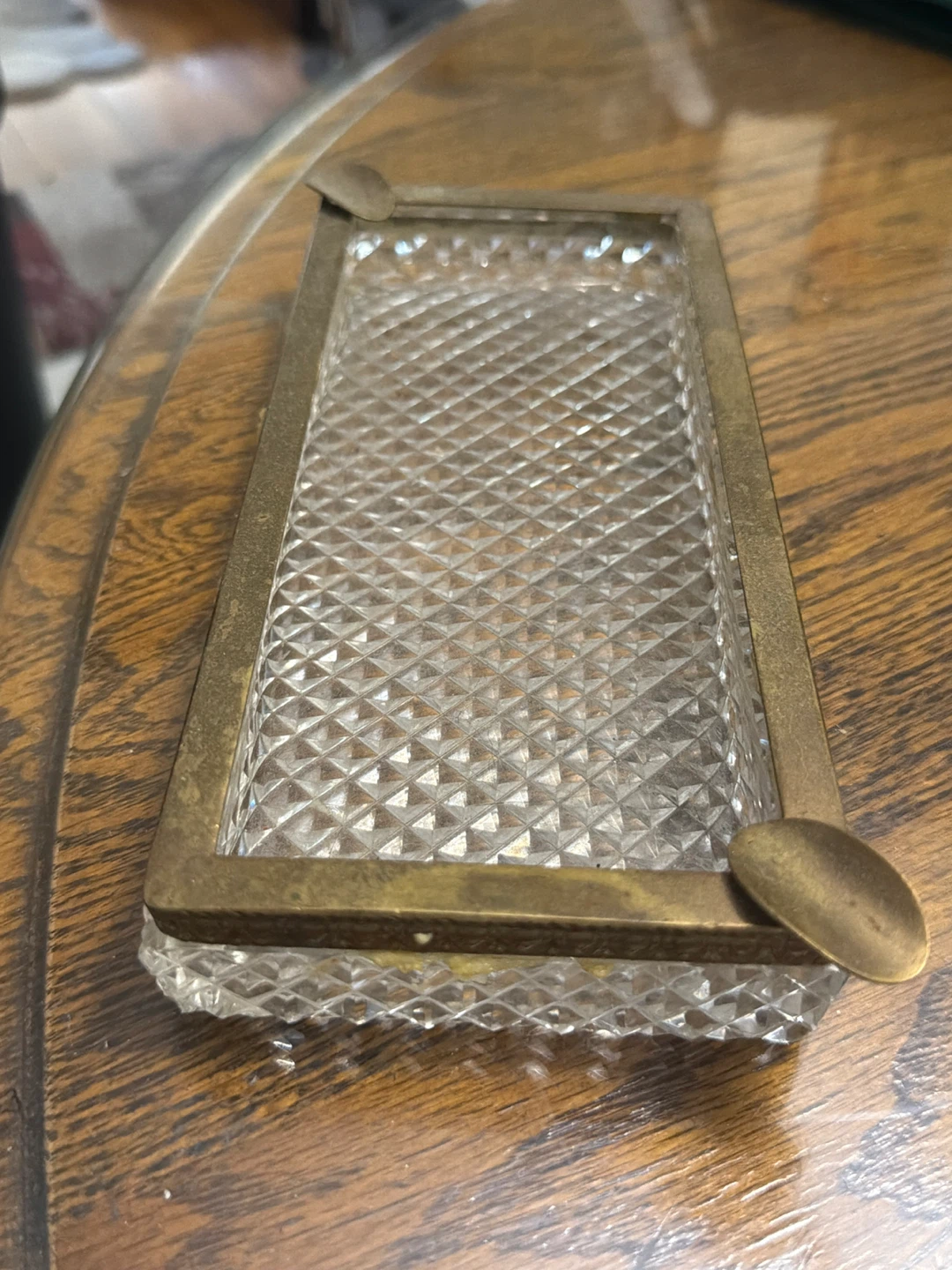 Vintage Crystal and Brass Ashtray - photo 3