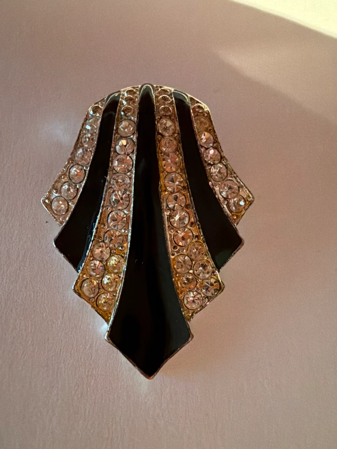 Vintage Avon S.H. Big Pendant Black & Silver Crystals Pendant - photo 4
