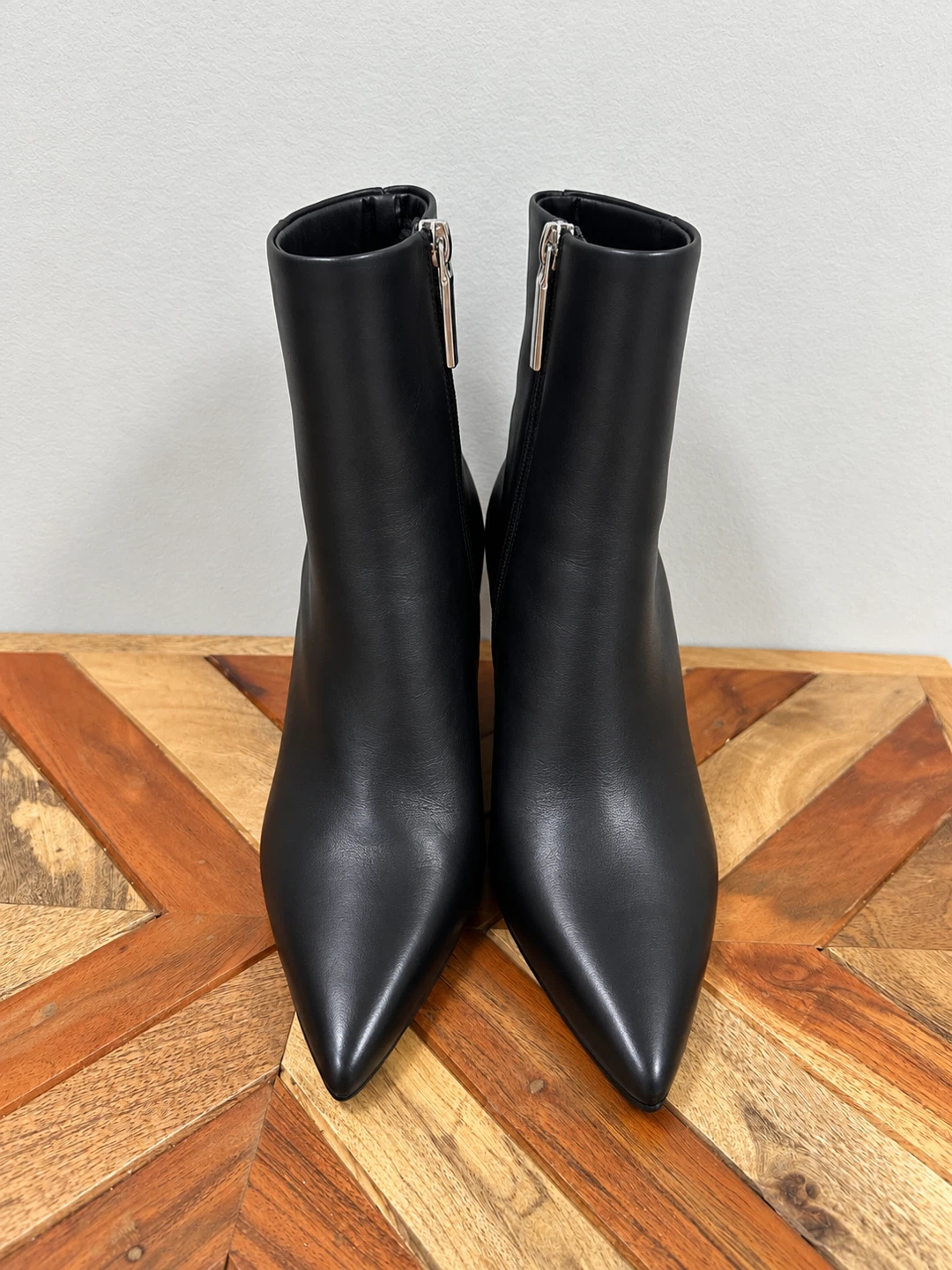 Zara Genuine Leather | black wedge ankle boots