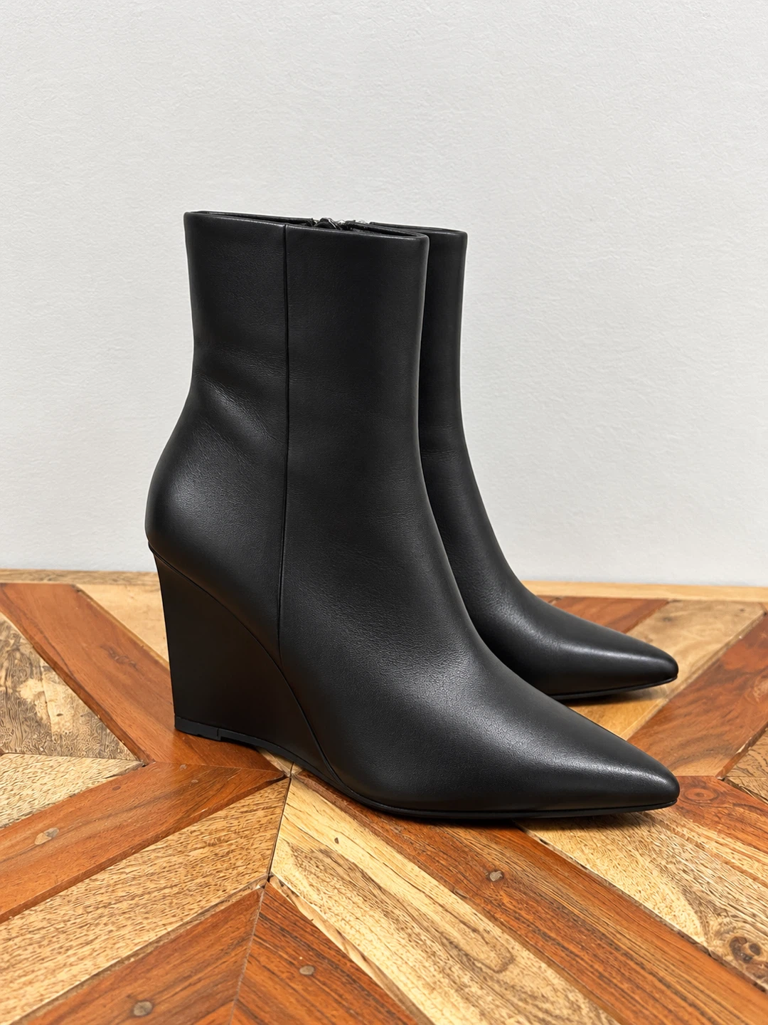 Zara Genuine Leather | black wedge ankle boots - photo 3