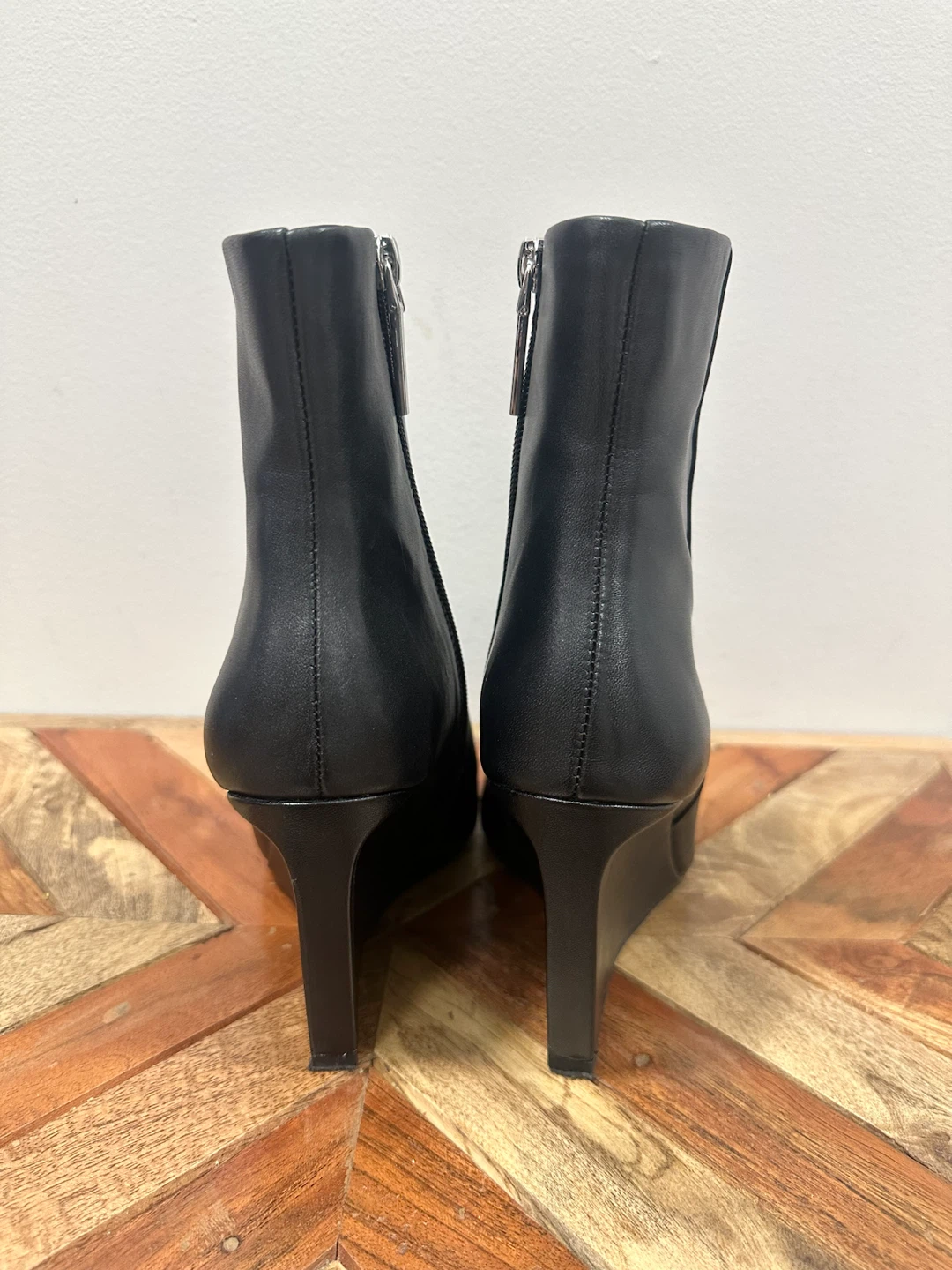Zara Genuine Leather | black wedge ankle boots - photo 5