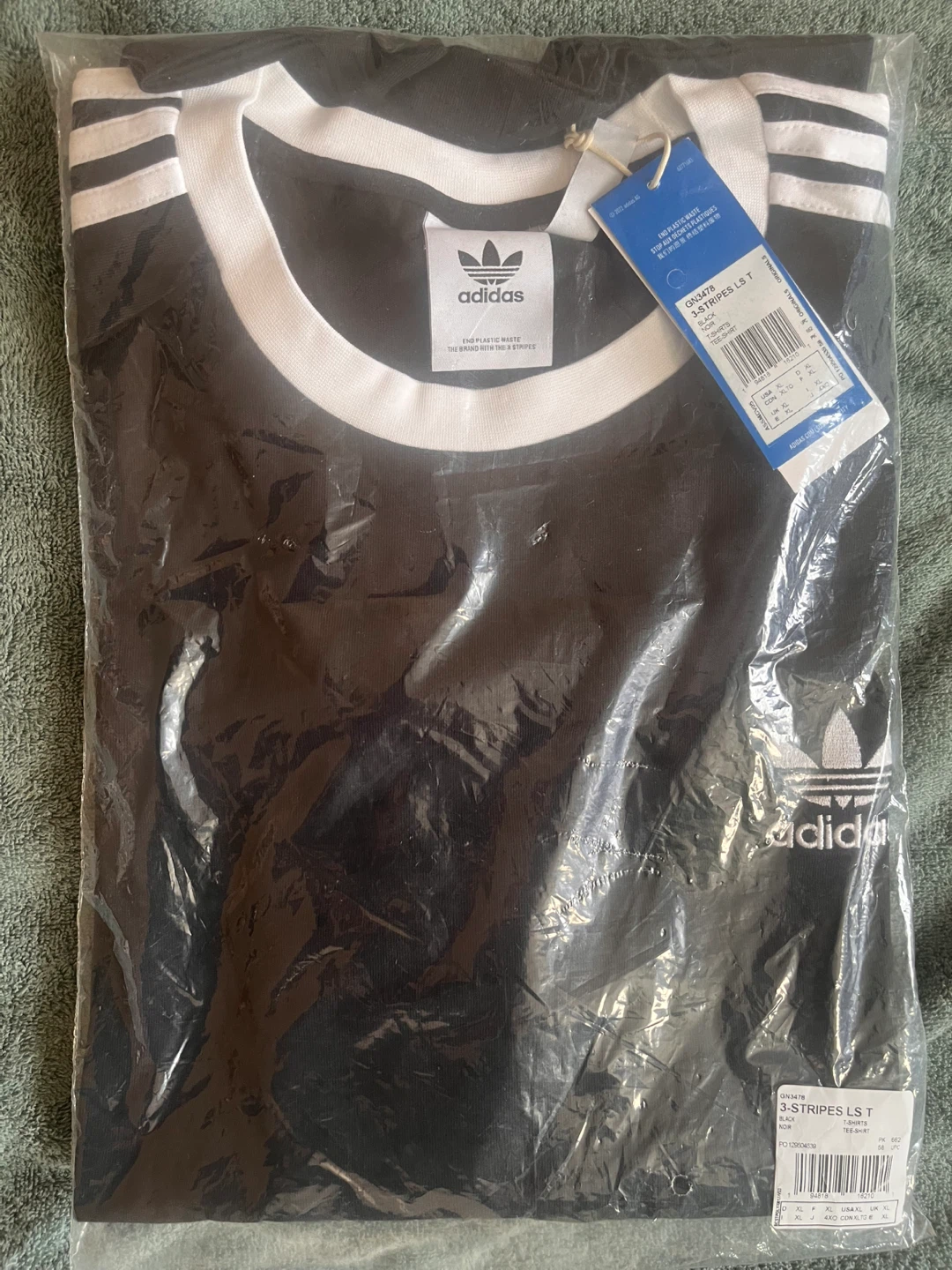 Adidas Originals 3-Stripes Long Sleeve T-Shirt Black XL