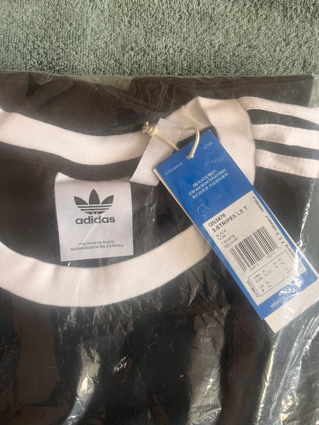 Adidas Originals 3-Stripes Long Sleeve T-Shirt Black XL - photo 2