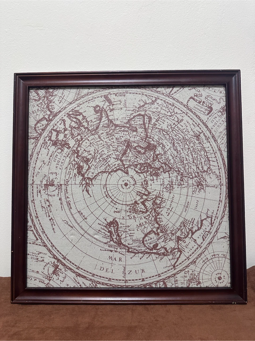 Framed Vintage Style World Map Art