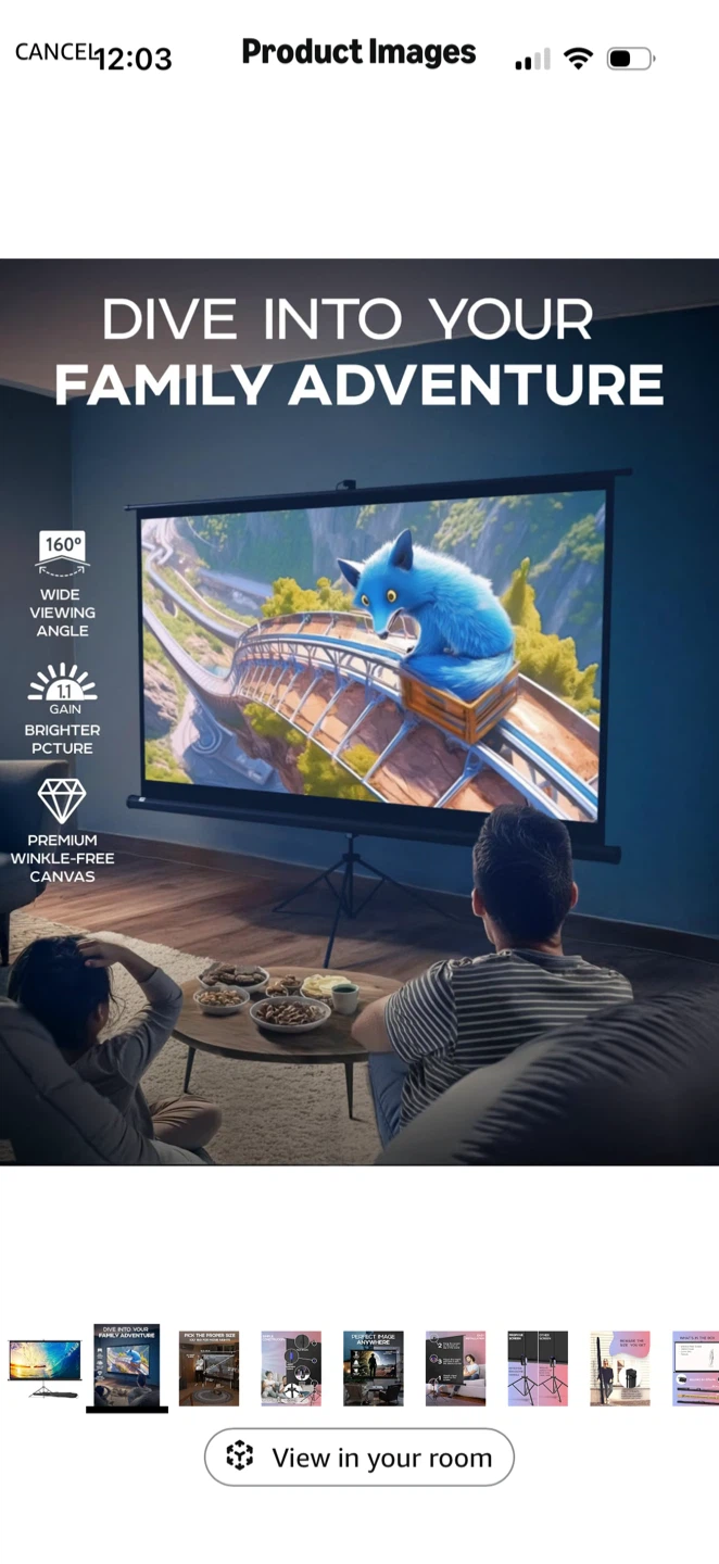 Prop Vue 100-inch Portable Projector Screen