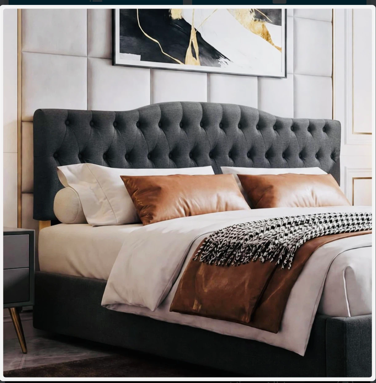 Rosevera Queen Headboard, Velvet, Button Diamond Tufted