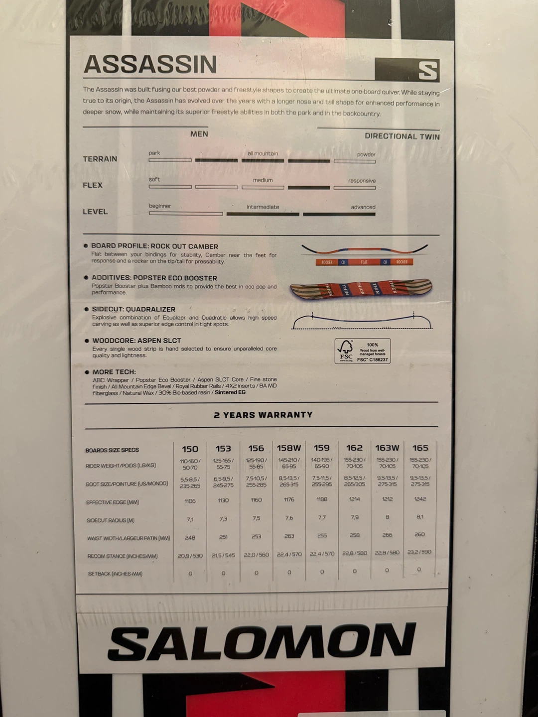 Salomon Assassin Snowboard - 150cm Brand new in seal - photo 4
