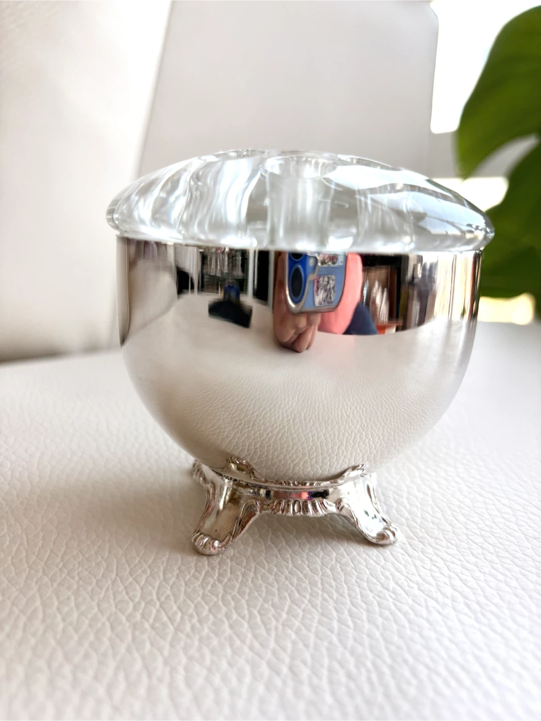 J.A. Rogers Silver-Plated Bowl with Glass Flower Frog
